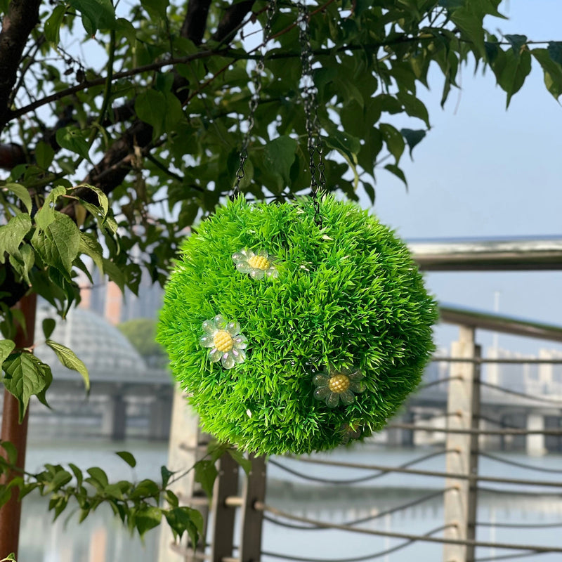 10 Pack 7.8 Inch Solar LED Topiary Balls with Artificial Flowers Hanging Glowing Spheres