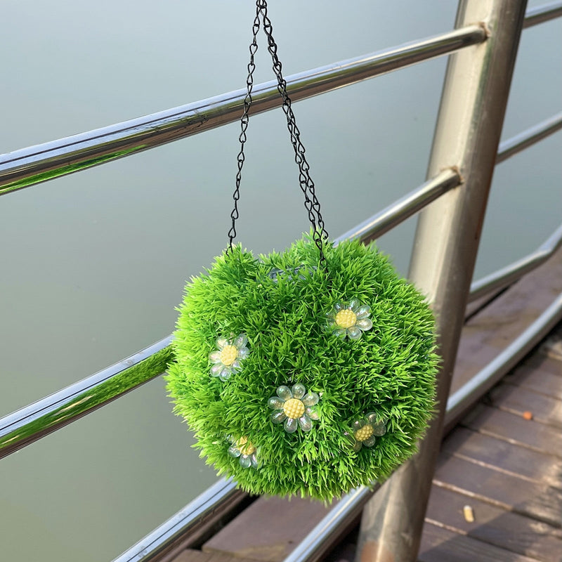 10 Pack 7.8 Inch Solar LED Topiary Balls with Artificial Flowers Hanging Glowing Spheres