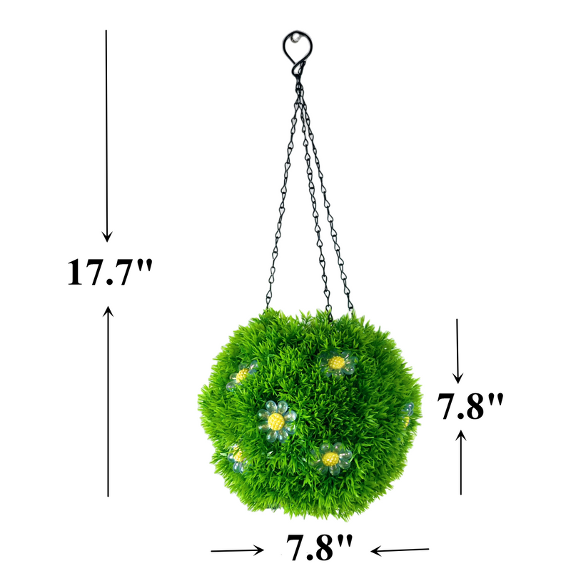 10 Pack 7.8 Inch Solar LED Topiary Balls with Artificial Flowers Hanging Glowing Spheres