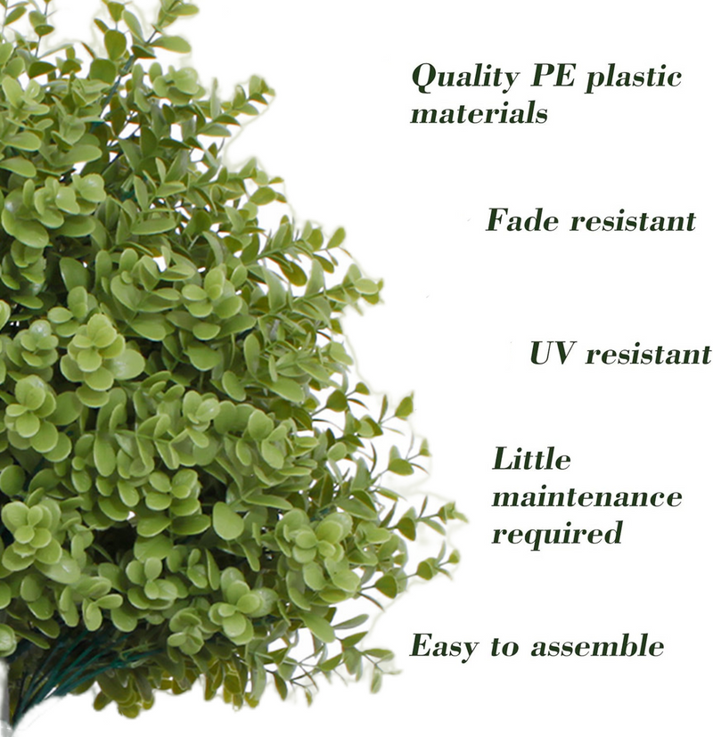 Artificial Topiary Bushes with Spike Stakes, UV Resistant Outdoor Fake Shrubs, Bulk Quantity