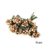 10 Pcs Golden Christmas Floral Picks with Pearls for DIY Crafts and Bridal Hair Accessories
