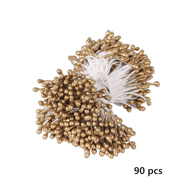 10 Pcs Golden Christmas Floral Picks with Pearls for DIY Crafts and Bridal Hair Accessories