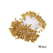 10 Pcs Golden Christmas Floral Picks with Pearls for DIY Crafts and Bridal Hair Accessories