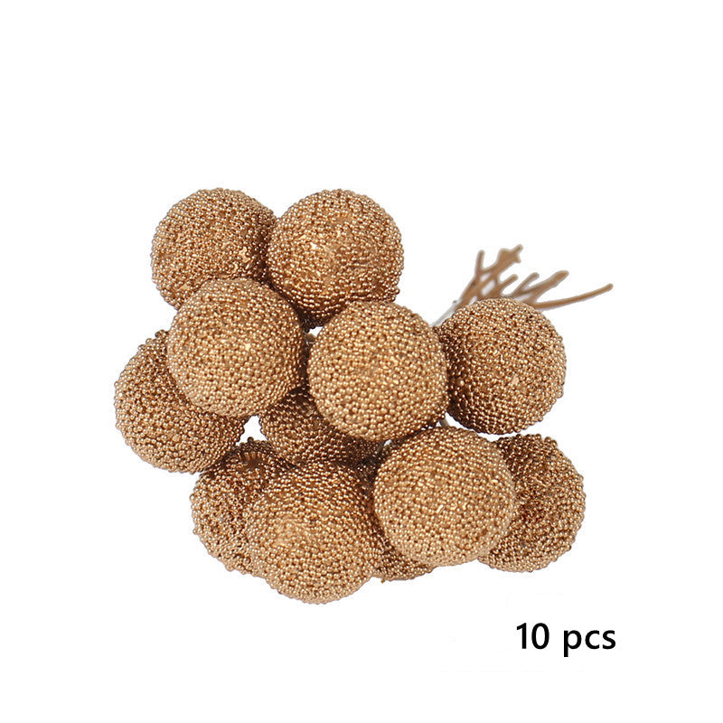 10 Pcs Golden Christmas Floral Picks with Pearls for DIY Crafts and Bridal Hair Accessories