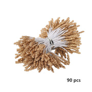 10 Pcs Golden Christmas Floral Picks with Pearls for DIY Crafts and Bridal Hair Accessories