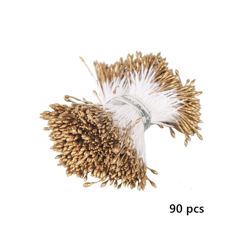10 Pcs Golden Christmas Floral Picks with Pearls for DIY Crafts and Bridal Hair Accessories