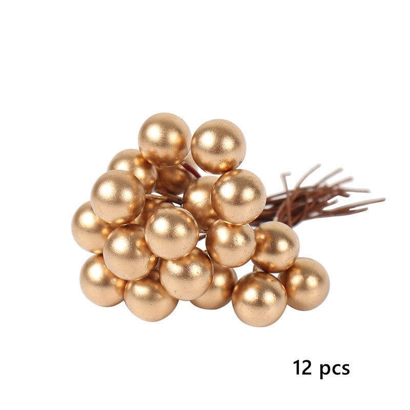 10 Pcs Golden Christmas Floral Picks with Pearls for DIY Crafts and Bridal Hair Accessories