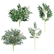 Artificial Willow Leaves Branches Bulk Pack, 12 Inch, Green Silk Foliage, 10 Pcs
