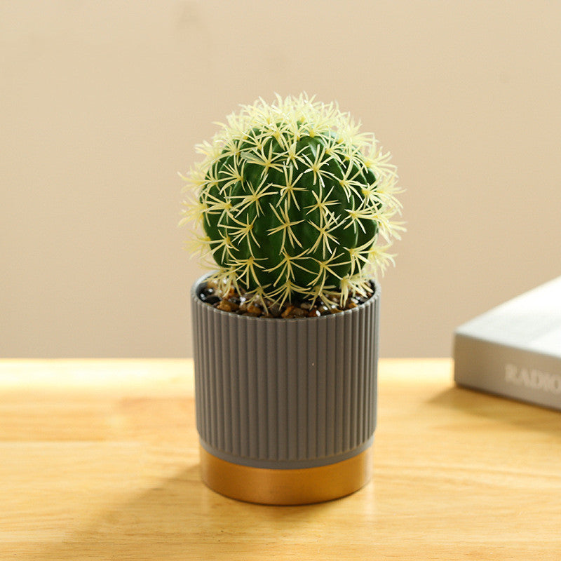 Artificial Potted Cactus Plants Bulk Set 6 Pcs, 6 Inch, Green, Plastic Faux Bonsai