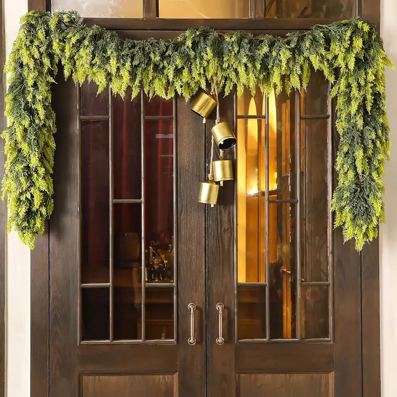 6 Ft Artificial Christmas Cedar Garland with 162 Pine Tips, Indoor Outdoor Holiday Decoration