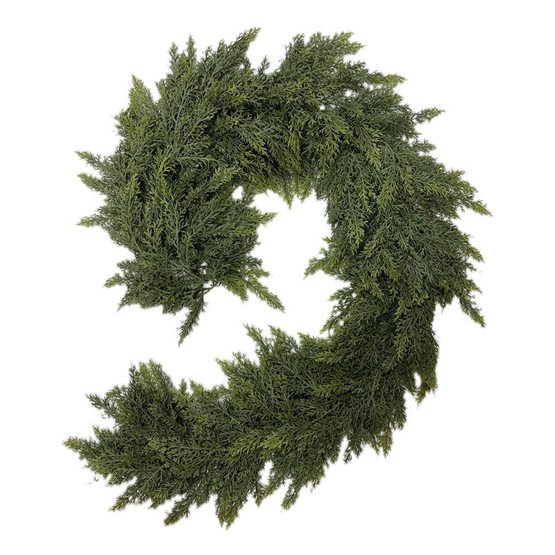 6 Ft Artificial Christmas Cedar Garland with 162 Pine Tips, Indoor Outdoor Holiday Decoration