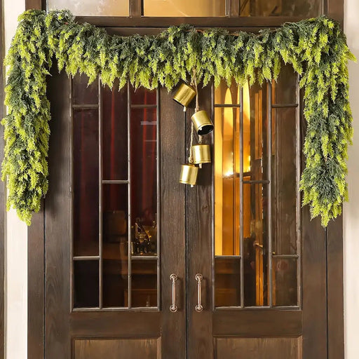 6 Ft Artificial Christmas Cedar Garland with 162 Pine Tips, Indoor Outdoor Holiday Decoration
