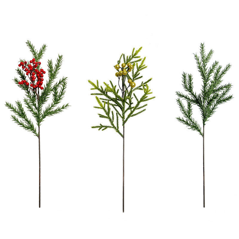 16 Inch Artificial Christmas Cedar Picks with Red Berries, 10 Stems Bulk Holiday Tree Spray