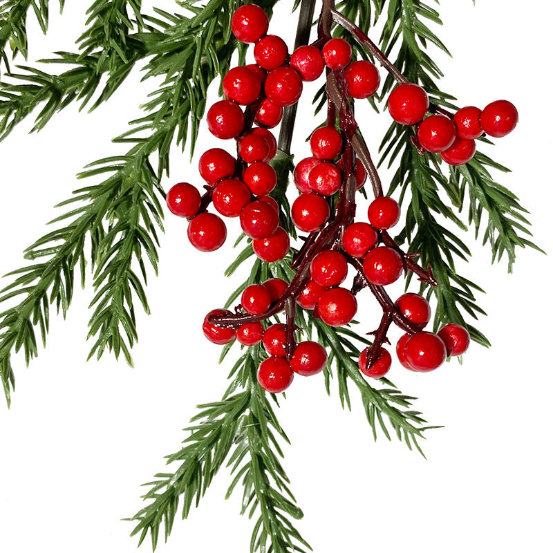16 Inch Artificial Christmas Cedar Picks with Red Berries, 10 Stems Bulk Holiday Tree Spray