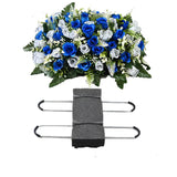 Artificial Cemetery Flower Arrangement - 36 Red & White Matte Roses Grave Decoration