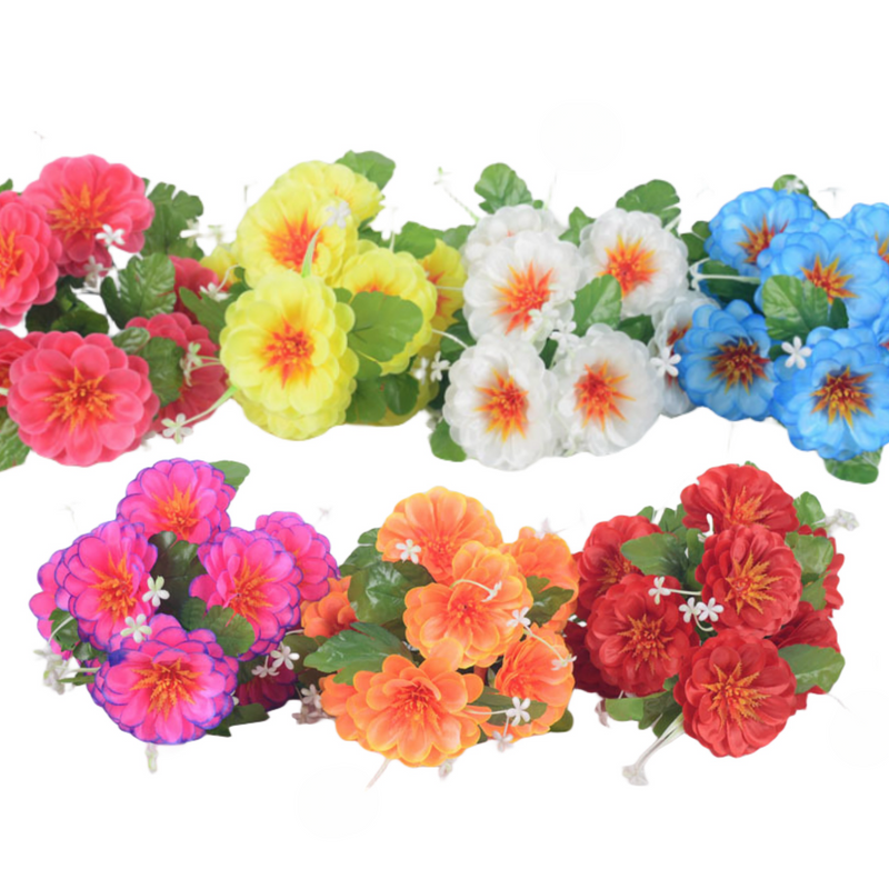 19 Inch Artificial Mum Bush 1 Pc Silk Memorial Cemetery Flower