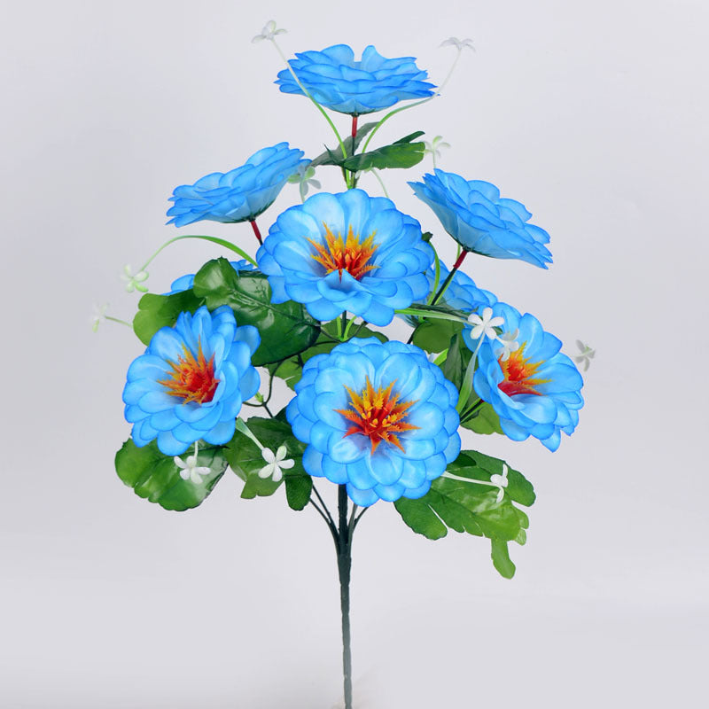 19 Inch Artificial Mum Bush 1 Pc Silk Memorial Cemetery Flower