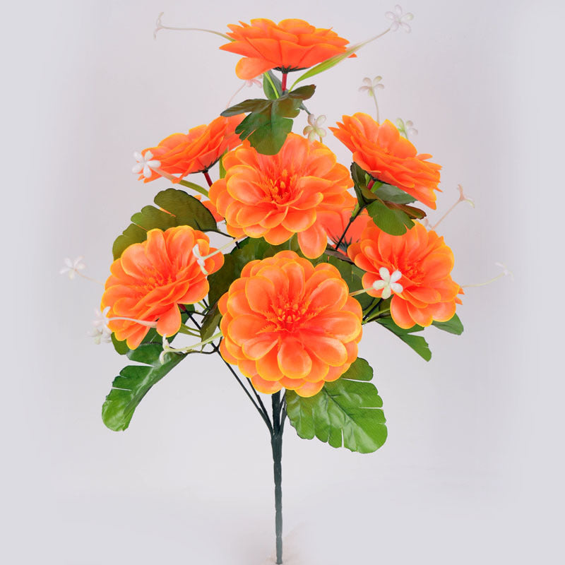 19 Inch Artificial Mum Bush 1 Pc Silk Memorial Cemetery Flower