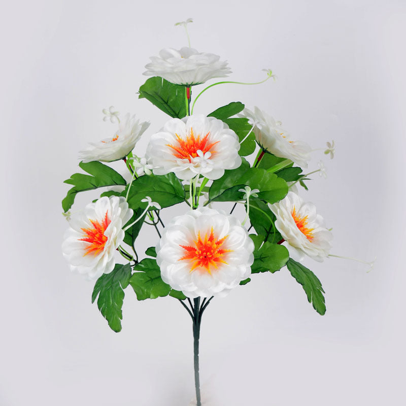 19 Inch Artificial Mum Bush 1 Pc Silk Memorial Cemetery Flower