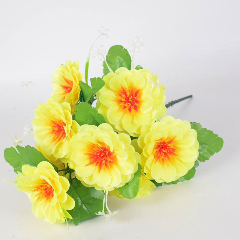 19 Inch Artificial Mum Bush 1 Pc Silk Memorial Cemetery Flower