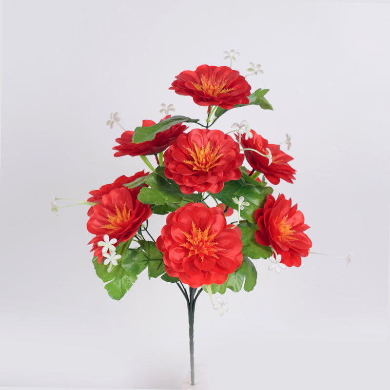 19 Inch Artificial Mum Bush 1 Pc Silk Memorial Cemetery Flower