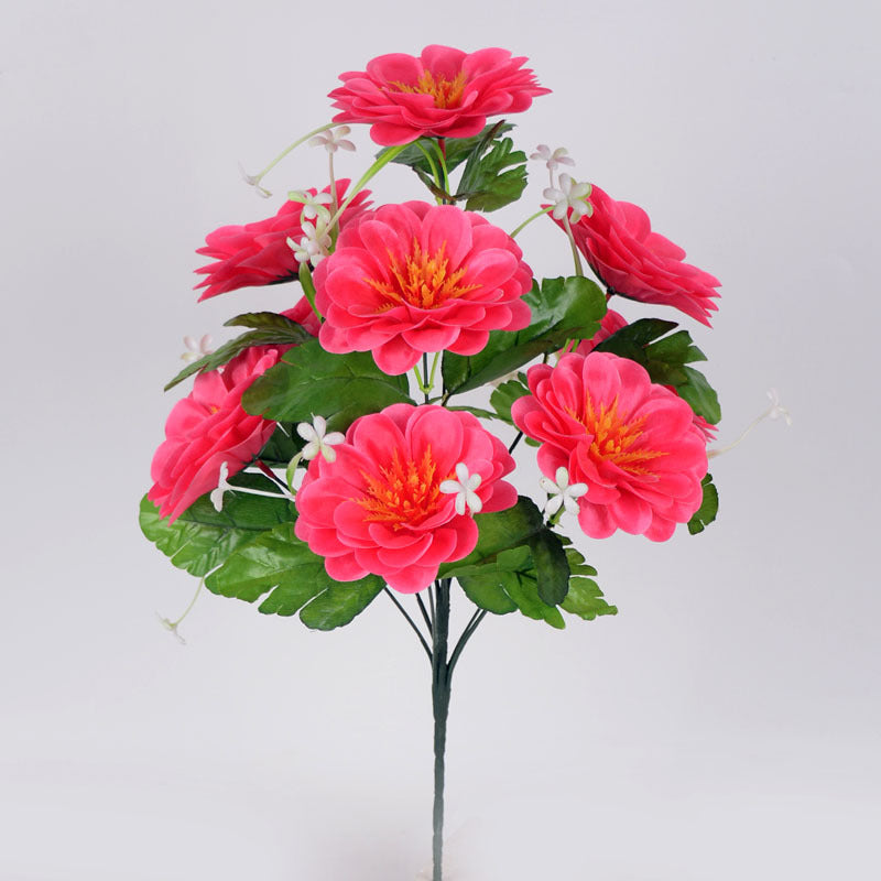 19 Inch Artificial Mum Bush 1 Pc Silk Memorial Cemetery Flower
