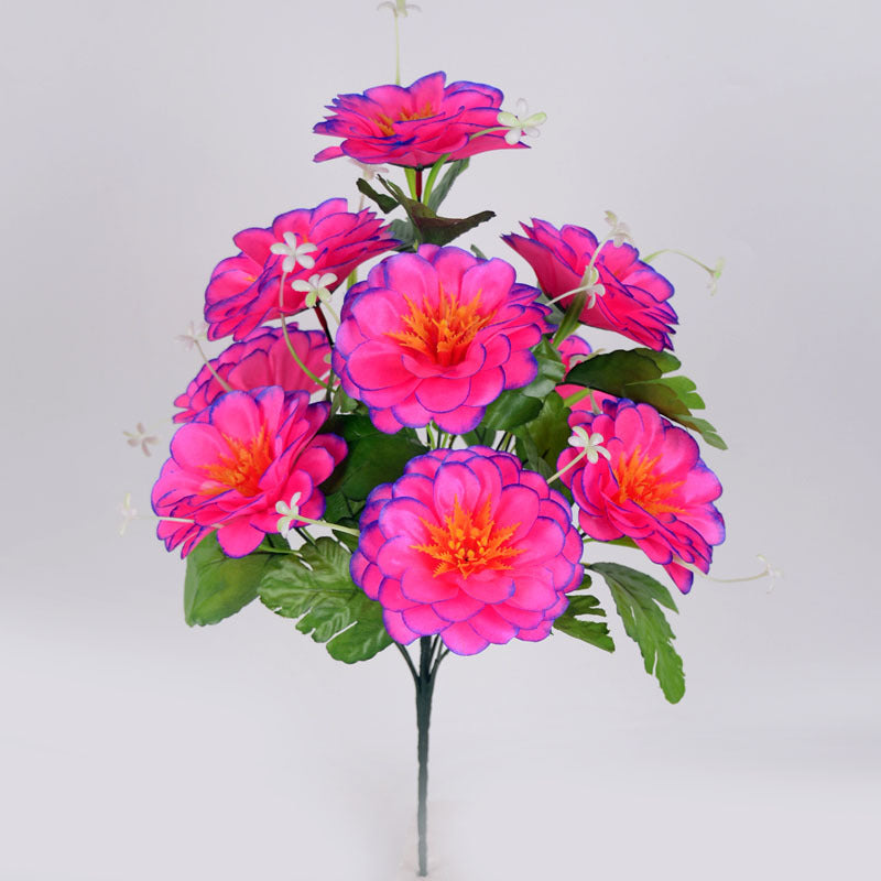 19 Inch Artificial Mum Bush 1 Pc Silk Memorial Cemetery Flower