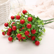 Artificial Cherry Berry Branch 13 Inch Red 10 Pcs Bulk Silk Fruit Ornament