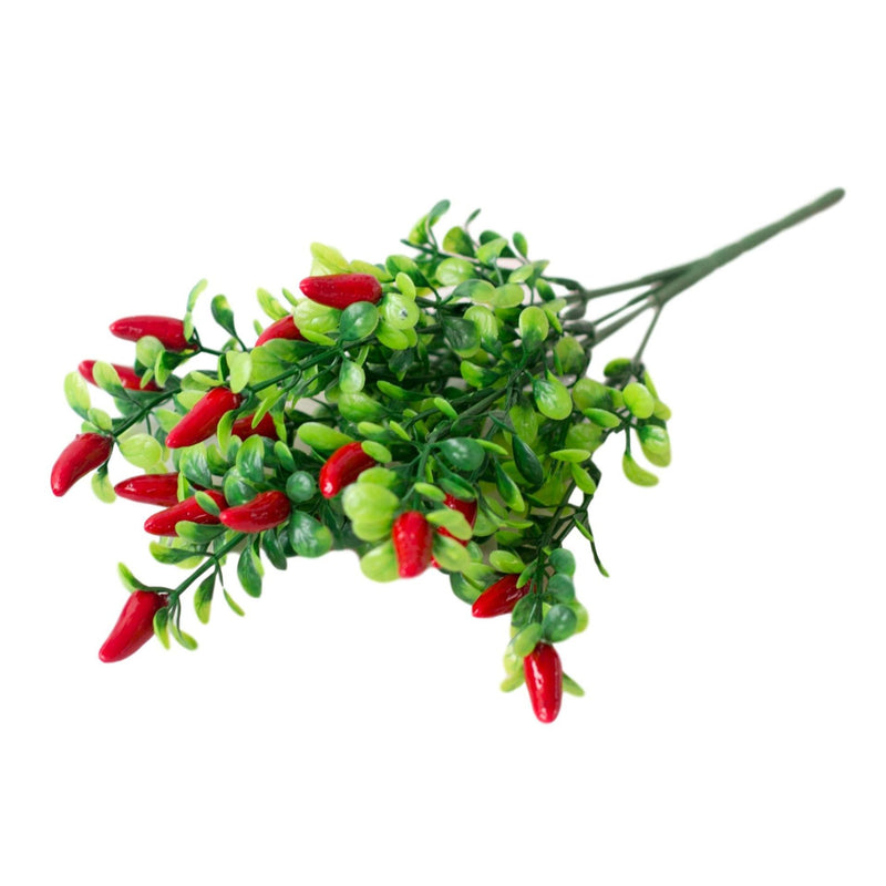Artificial Chili Pepper Branch Ornament 12 Inch Red Lucky Fruit Plant Decoration