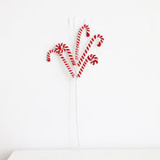 Artificial Christmas Candy Picks Lollipop Stems with Bell Ornaments, 12 Pcs, Holiday Decor