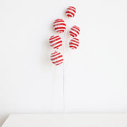 Artificial Christmas Candy Picks Lollipop Stems with Bell Ornaments, 12 Pcs, Holiday Decor