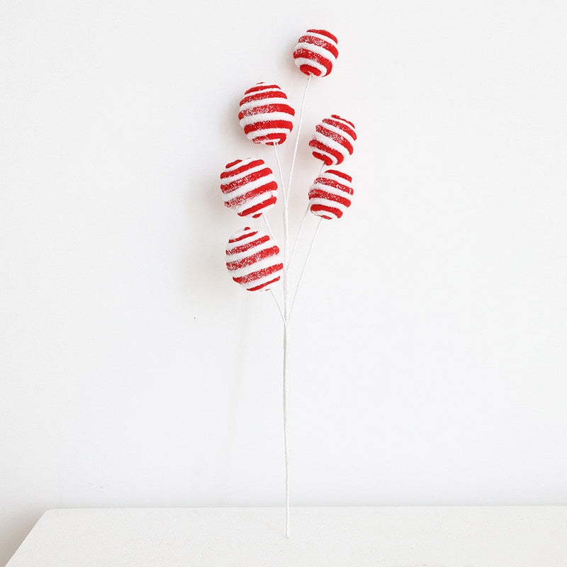 Artificial Christmas Candy Picks Lollipop Stems with Bell Ornaments, 12 Pcs, Holiday Decor