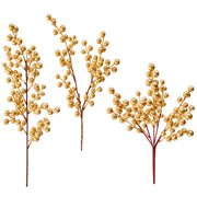 Artificial Christmas Golden Berry Twig 13 Inch 10 Pcs Bulk New Year Holiday Decor