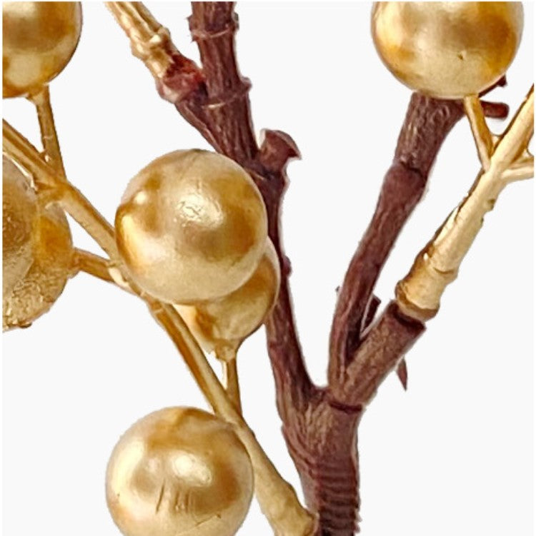 Artificial Christmas Golden Berry Twig 13 Inch 10 Pcs Bulk New Year Holiday Decor