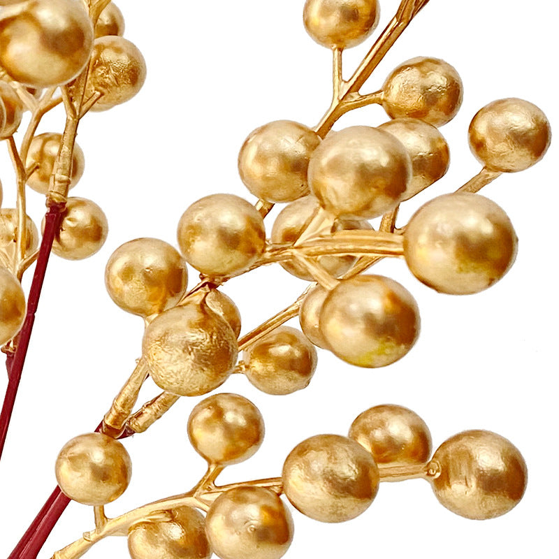 Artificial Christmas Golden Berry Twig 13 Inch 10 Pcs Bulk New Year Holiday Decor