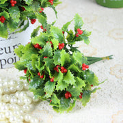 5 Pcs 7 Inch Artificial Christmas Holly Berry Stems Bulk Silk Holiday Decor