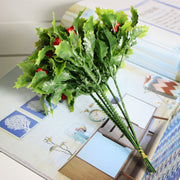 5 Pcs 7 Inch Artificial Christmas Holly Berry Stems Bulk Silk Holiday Decor