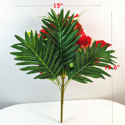19 Inch Artificial Velvet Silk Christmas Poinsettia Bush Bouquet, Bulk Quantity