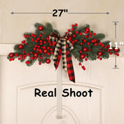 Artificial Christmas Swag with Pre-Lit Holy Berries, 24 Inch, Bulk Holiday Decoration