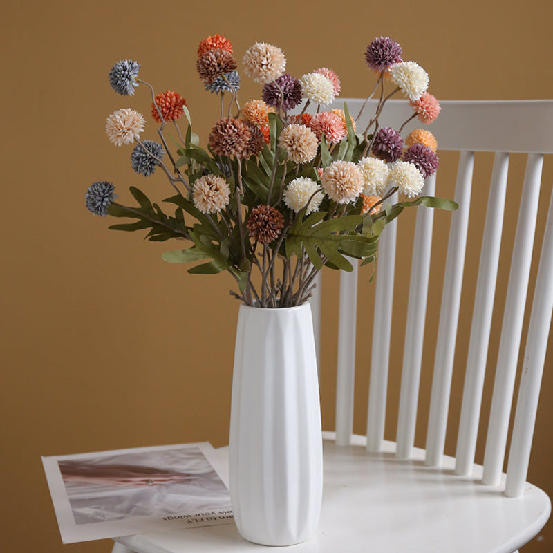 26 Inch Faux Kiku Flower Stems Pom Pom Balls 6 Pcs Artificial Silk Floral Arrangements for Room Decor Centerpieces