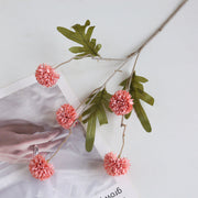 26 Inch Faux Kiku Flower Stems Pom Pom Balls 6 Pcs Artificial Silk Floral Arrangements for Room Decor Centerpieces