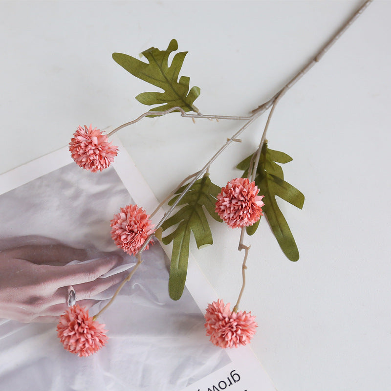 26 Inch Faux Kiku Flower Stems Pom Pom Balls 6 Pcs Artificial Silk Floral Arrangements for Room Decor Centerpieces