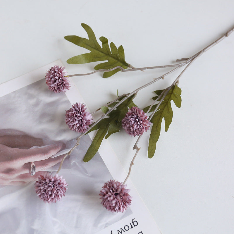 26 Inch Faux Kiku Flower Stems Pom Pom Balls 6 Pcs Artificial Silk Floral Arrangements for Room Decor Centerpieces