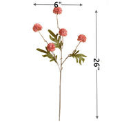 26 Inch Faux Kiku Flower Stems Pom Pom Balls 6 Pcs Artificial Silk Floral Arrangements for Room Decor Centerpieces