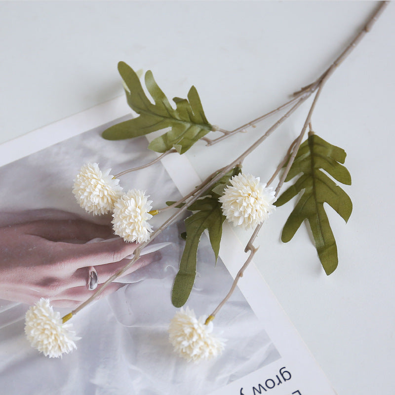 26 Inch Faux Kiku Flower Stems Pom Pom Balls 6 Pcs Artificial Silk Floral Arrangements for Room Decor Centerpieces