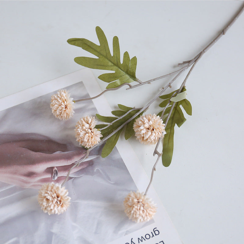 26 Inch Faux Kiku Flower Stems Pom Pom Balls 6 Pcs Artificial Silk Floral Arrangements for Room Decor Centerpieces