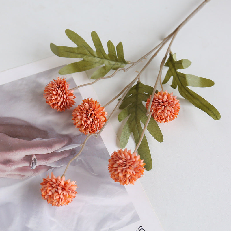 26 Inch Faux Kiku Flower Stems Pom Pom Balls 6 Pcs Artificial Silk Floral Arrangements for Room Decor Centerpieces
