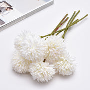 12 Inch 12 Pcs Artificial Ball Chrysanthemum Bouquet November Birth Flower Faux Silk