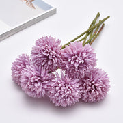 12 Inch 12 Pcs Artificial Ball Chrysanthemum Bouquet November Birth Flower Faux Silk