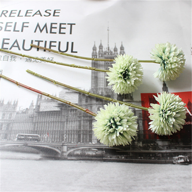 12 Inch 12 Pcs Artificial Ball Chrysanthemum Bouquet November Birth Flower Faux Silk